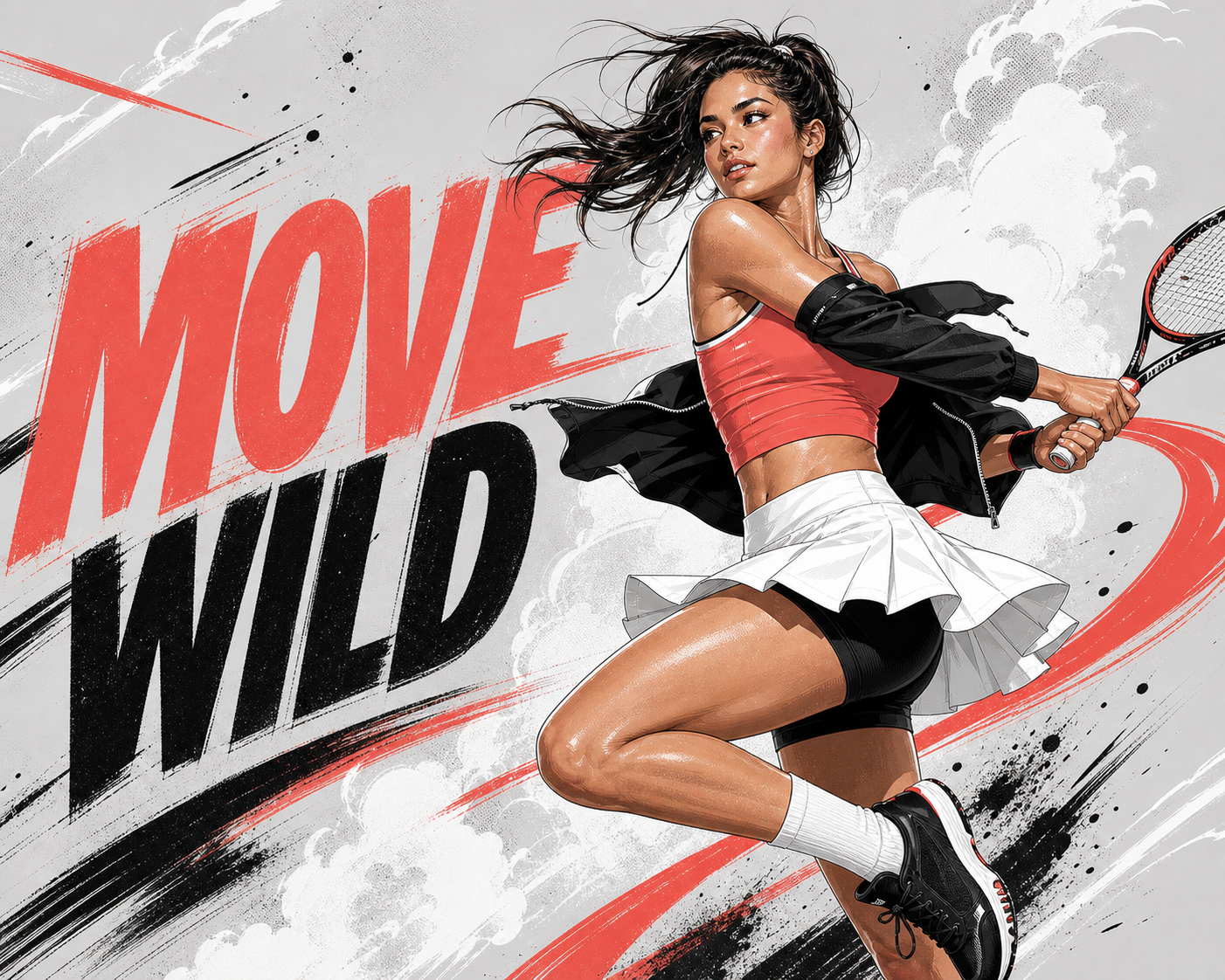 Dynamic sport skirt athlete poster