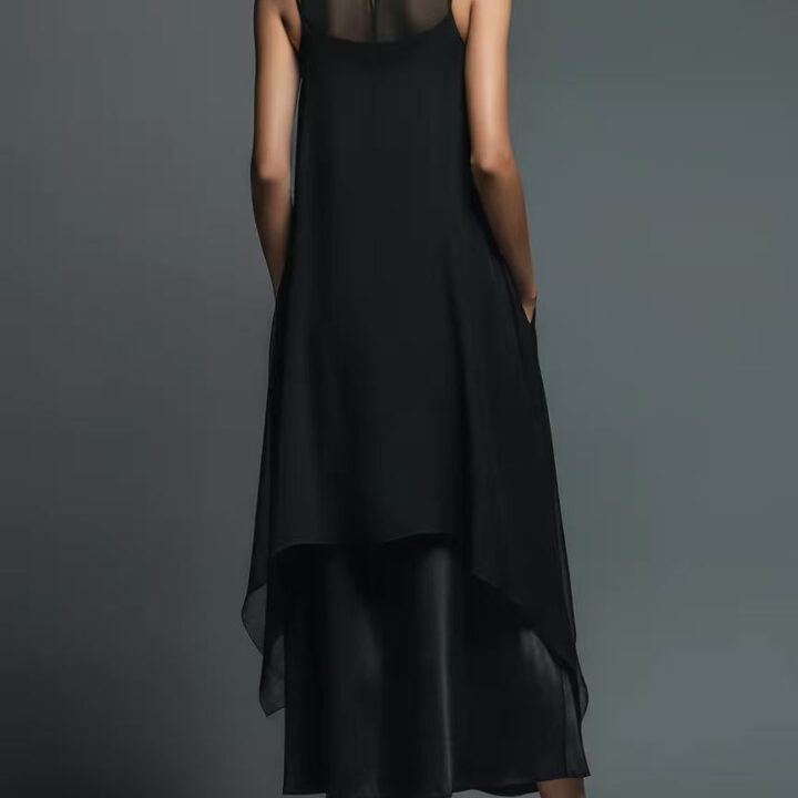 Black High Neck Chiffon Two-Piece Set styled scene