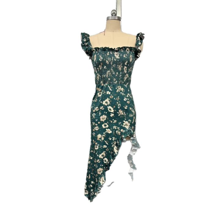 Ivory Beige Sleeveless Ruffle Dress styled scene