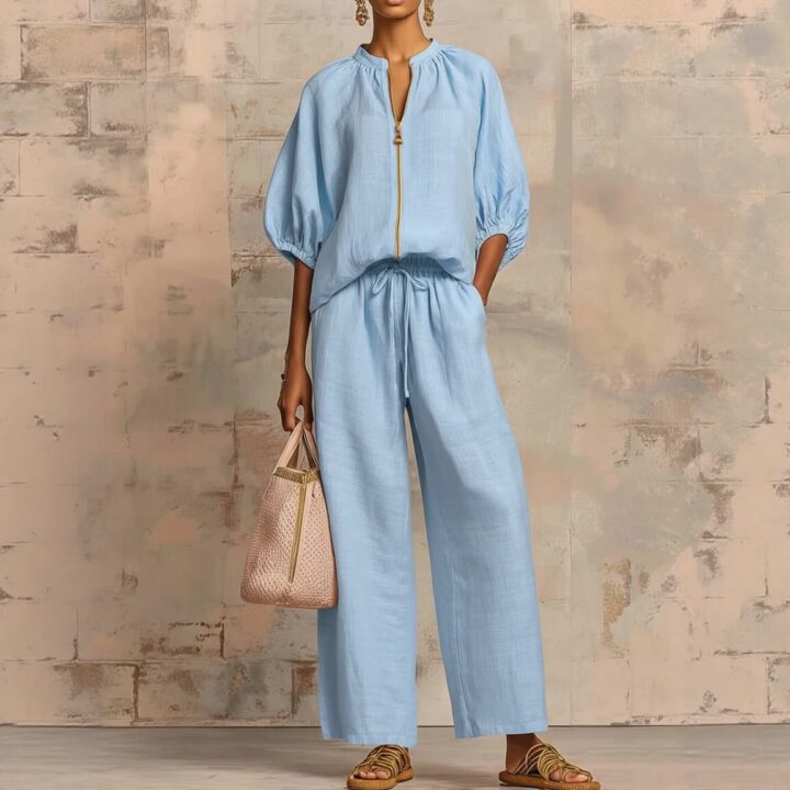 Lavender Relaxed Two-Piece Set B styled scene