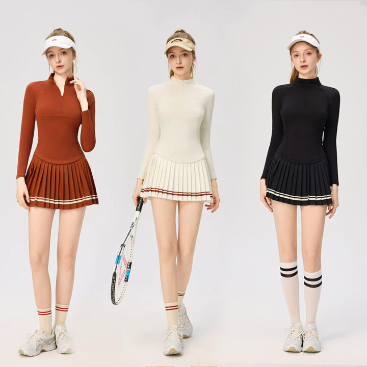 Women’s Tennis Zip Top and Pleated A-Line Skirt Set