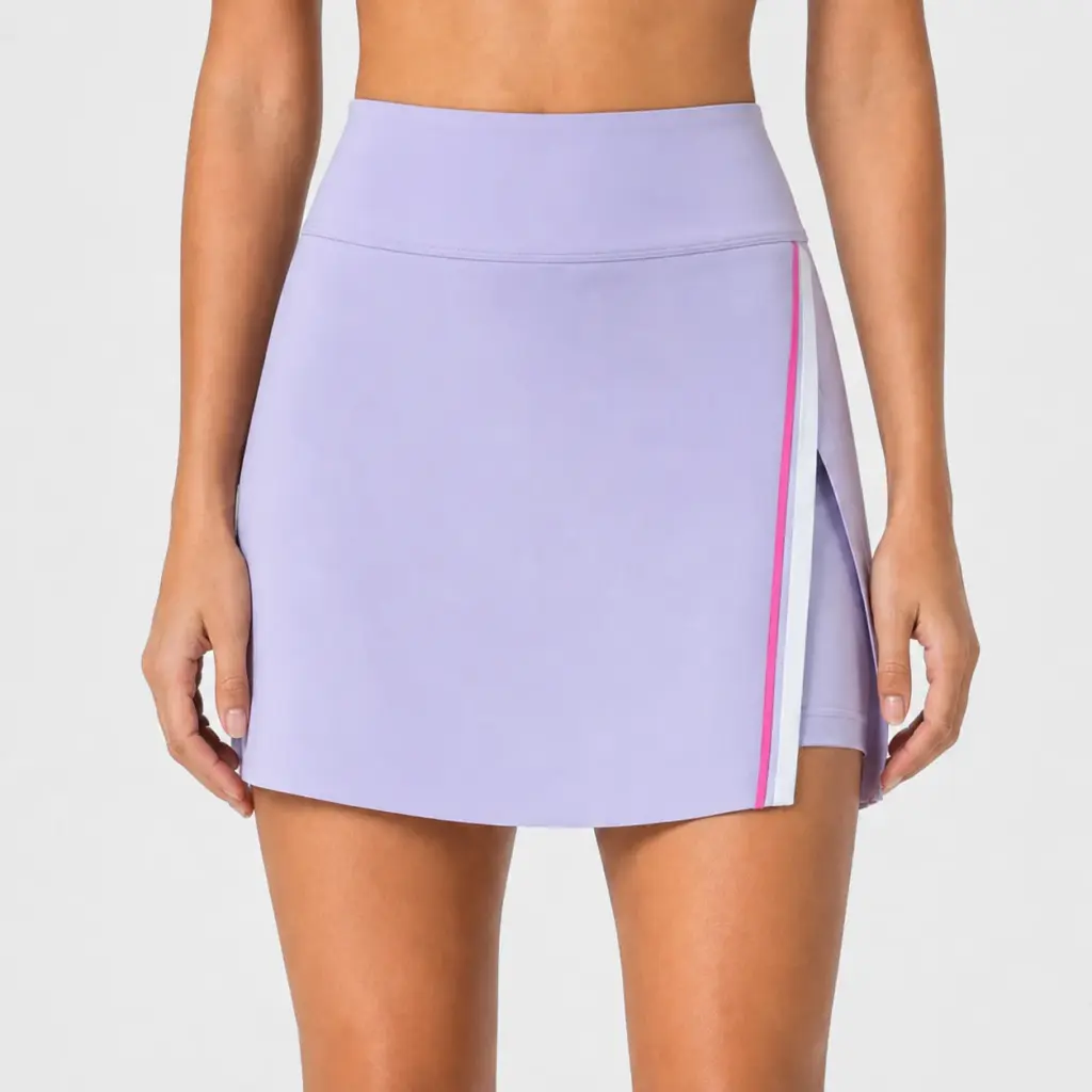 Women's Active Tennis Skirt with Side Slit, 2025 worn view