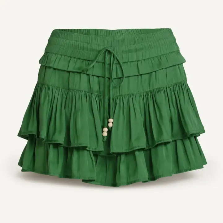 Women’s Drawstring Mini Skirt with Built-In Shorts