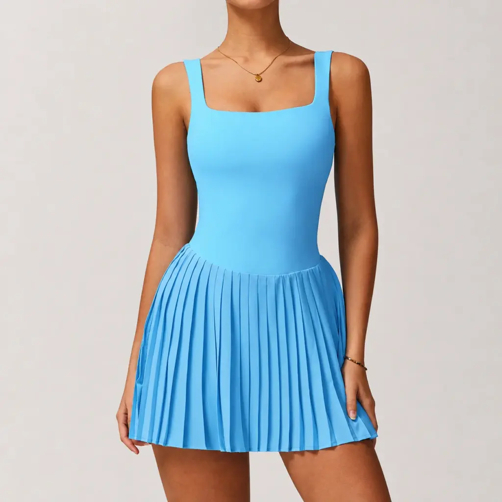 Women's Faux Two-Piece Tennis Skirt Dress with Pocket color lineup