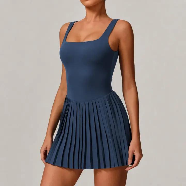 Women's Faux Two-Piece Tennis Skirt Dress with Pocket styled scene
